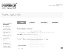 Tablet Screenshot of productregistration.brunner.eu